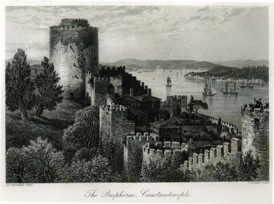 El Bósforo, Constantinopla, grabado por J. Godfrey de John Douglas Woodward