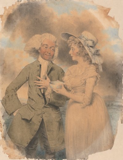 John Edwin y Mrs. Mary Wells como Lingo y Cowslip en "The Agreeable Surprise" de John Downman
