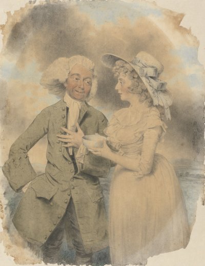 John Edwin y la Sra. Wells como Lingo y Cowslip en la Sorpresa Agradable, 1787 de John Downman