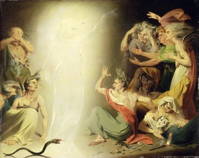 El fantasma de Clitemnestra despertando a las Furias, 1781 de John Downman