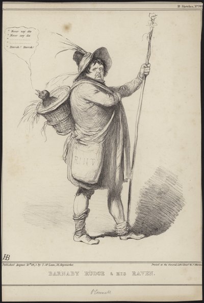 Barnaby Rudge y su cuervo, ilustración de 