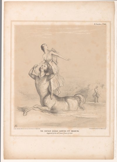 Spotprent conoció a Lord Bentinck como el centauro Nessus El centauro Nessus llevándose a Deianira. Sugerido por el conocido Cuadro de Guido (título sobre el objeto) Bocetos HB (título de la serie en el objeto) de John Doyle