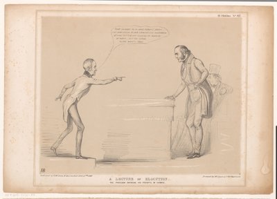 Spotprent conoció a Roebuck y Lord Bentinck Una conferencia sobre la elocución. El profesor haciendo cumplir sus preceptos con el ejemplo (título sobre objeto) Bocetos HB (título de la serie en el objeto) de John Doyle