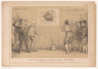 Caricatura con el primer ministro Peel como Arlequín Pantomima de Navidad, No. 2. ¡Extraordinario Salto Arlequín! (título en el objeto) Bocetos HB (título de la serie en el objeto) de John Doyle