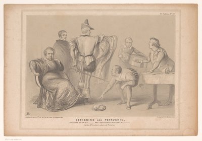 Spotprent se reunió con el primer ministro Robert Peel y Joseph Hume Catalina y Petrucho. Diseñado por el Sr. D