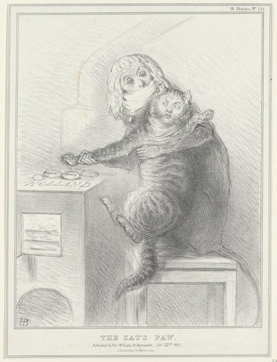 Spotprent op Talleyrand en Palmerston, 1832 La pata de gato (título en el objeto) Bosquejos políticos (título de la serie) de John Doyle