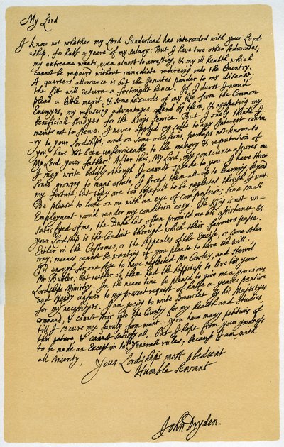 Carta de John Dryden a Laurence Hyde, c1682-1683 de John Dryden