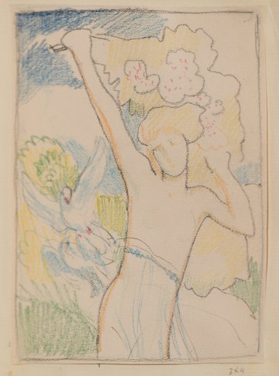 Sin título [Figura femenina y palomas] de John Duncan