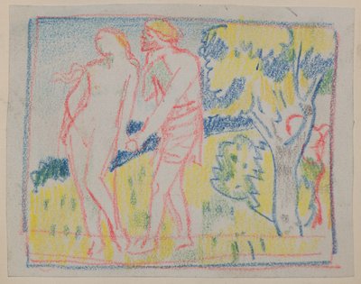 Sin título [Figura masculina y femenina en un paisaje] de John Duncan