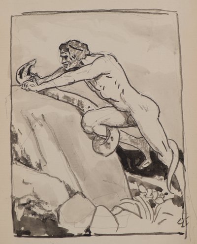 Sin título [Hombre luchando con una serpiente] de John Duncan