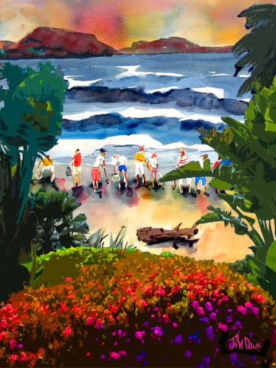Encuentro en la playa tropical de John Dunn
