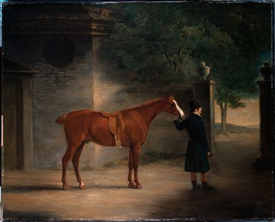 Un cazador y un mozo en un patio, 1816 de John E. Ferneley