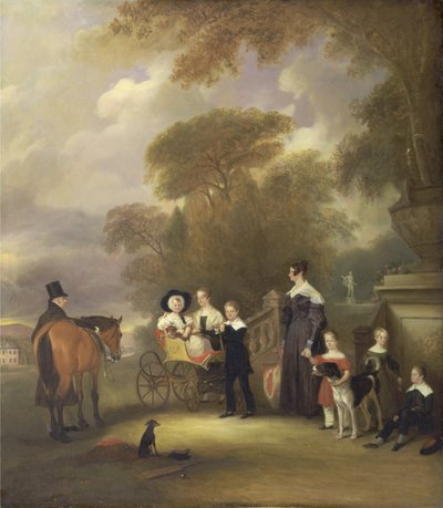 El reverendo y la Sra. Henry Palmer con sus seis hijos menores en Withcote Hall, cerca de Oakham, Leicestershire de John E. Ferneley