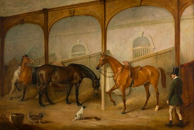 Tom of Lincoln and The Engineer in the Stables at Newport Lodge, Melton Mowbray, Leicestershire, c.1852 (óleo sobre lienzo) de John E. Ferneley