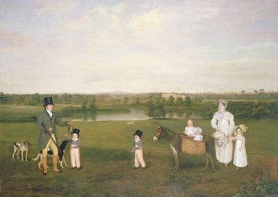 William Hetton Cooke con su esposa e hijos en Worleston Rookery, Chester de John E. Ferneley