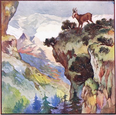 Para tener alguna oportunidad, debo estar en la cima de un inmenso peñasco, a unos dos mil pies sobre mi cabeza (litografía en color) de John Edwin Noble