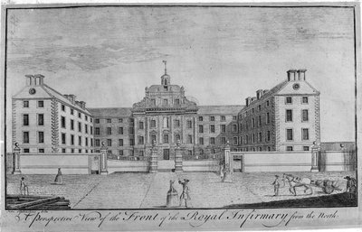 Vista en perspectiva del frente de la Real Enfermería desde el norte, c.1746 de John Elphinstone