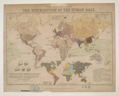 Mapa Etnográfico, mostrando la distribución de la Raza Humana de John Emslie