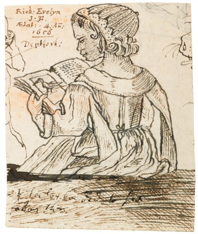Richard Evelyn leyendo un libro de historia natural, Deptford, 1656 de John Evelyn