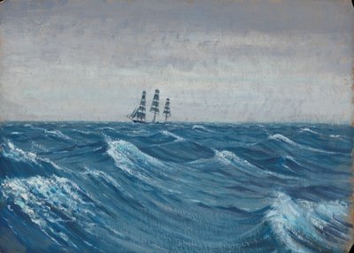 Un velero, finales del siglo XIX - mediados del siglo XX (óleo sobre papel) de John Everett