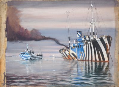 S.S. Lepanto y otro buque de vapor, ambos con pintura deslumbrante, anclados en aguas tranquilas. de John Everett
