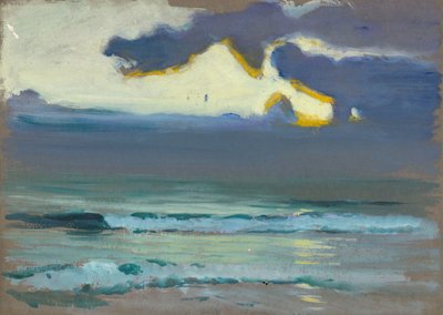 Paisaje marino. Mar oscuro y tranquilo con suaves olas (pintura) de John Everett
