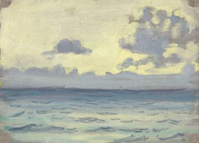 Paisaje marino, barcos en un horizonte tranquilo, finales del siglo XIX - mediados del siglo XX (acuarela, grafito, papel) de John Everett
