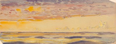 Paisaje marino, mar amarillo y nubes moradas, finales del siglo XIX - mediados del siglo XX (acuarela, pastel) de John Everett