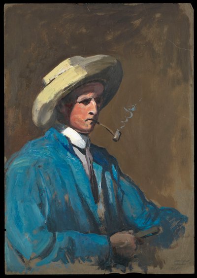 Autorretrato de Herbert Barnard John Everett BHC2683, principios del siglo XX (óleo sobre papel) de John Everett