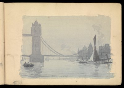 Escena del Támesis en Londres, cuaderno de bocetos de John Everett