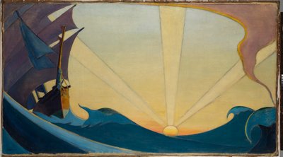 El Cutty Sark al atardecer, principios del siglo XX (óleo sobre lienzo) de John Everett