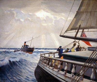 El "Iquique", en un viaje entre Londres (Inglaterra) y Sydney (Australia), entre diciembre y abril de 1899, y el remolcador "Warrior". de John Everett