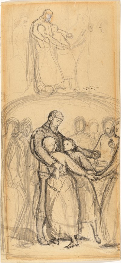 Un estudio para "El rescate" de John Everett Millais