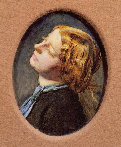 Cabeza de Mariana, estudio para Mariana en la Granja con Foso de John Everett Millais