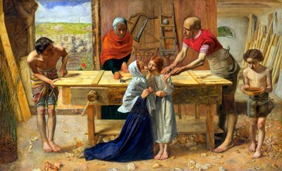 Jesús en la casa de sus padres (El taller del carpintero) de John Everett Millais
