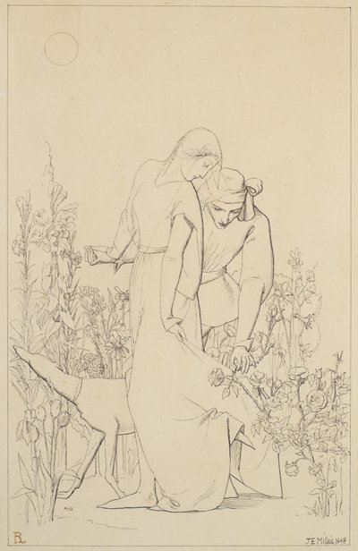 Amantes junto a un rosal, 1848 de John Everett Millais