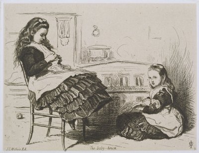 La Casa de los Bebés, número 9 de una serie de grabados para la Art Union de Londres por el Etching Club de John Everett Millais