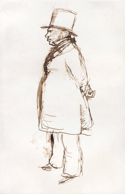 Turner On Varnishing Day At The Royal Academy (pluma y tinta marrón sobre papel blanco) de John Everett Millais