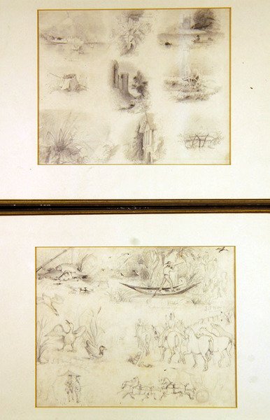 Varios bocetos de escenas campestres (juvenilia), c.1842 de John Everett Millais