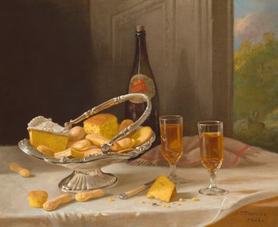 Naturaleza muerta con cesta de pastel de plata de John F. Francis