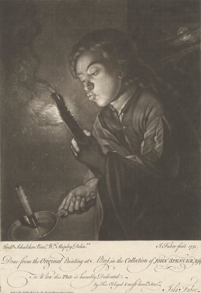Niño encendiendo una vela de John Faber the younger