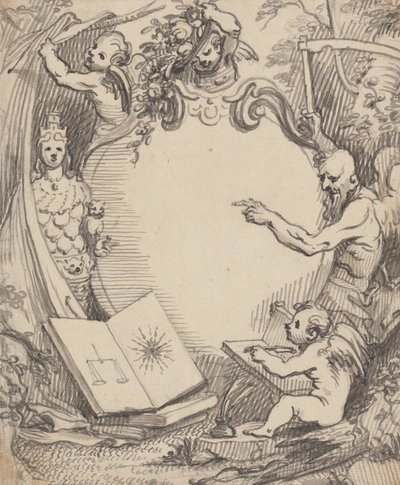 Diseño para un Frontispicio- Cupido Estudiando la Naturaleza de John Fayram