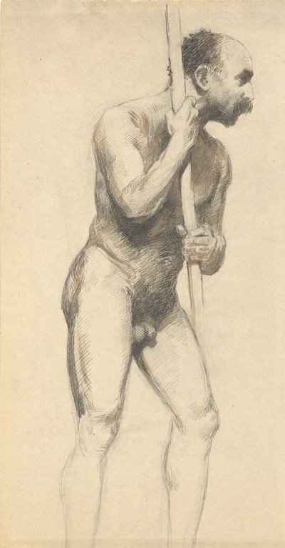 Desnudo masculino con un poste de John Ferguson Weir