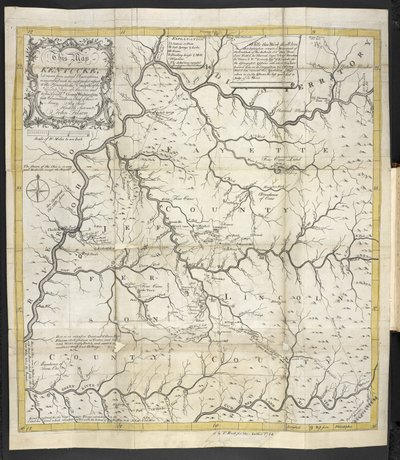 Un mapa de Kentucky, en The Discovery, Settlement and present State of Kentucke de John Filson