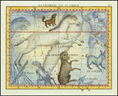 1776 - John Flamsteed - La Licorne, Le Grand Chien (Monoceros  Canis Major) de John Flamsteed