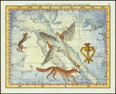 1776 - John Flamsteed - La Lyre, Le Cigne, Le Lezard, Le Renard (Lyra, Cygnus, Lacerta, Vupecula) de John Flamsteed
