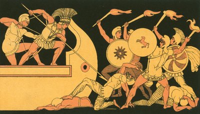 Áyax defendiendo los barcos griegos contra los troyanos de John Flaxman