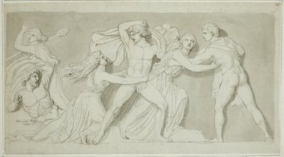 Amphion y Zethus libran a su madre Antiope de la furia de Dirce y Lycus de John Flaxman