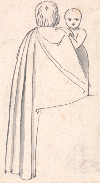 Vista trasera de una mujer con un niño mirando por encima del hombro de John Flaxman