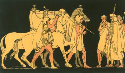 Diomedes y Ulises, regresando con los despojos de Reso de John Flaxman